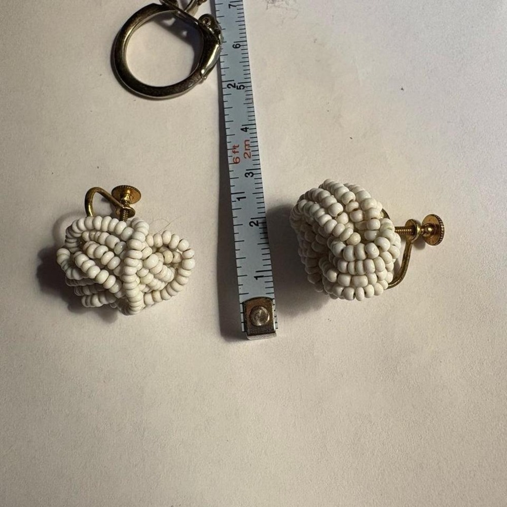 White beaded ear rings